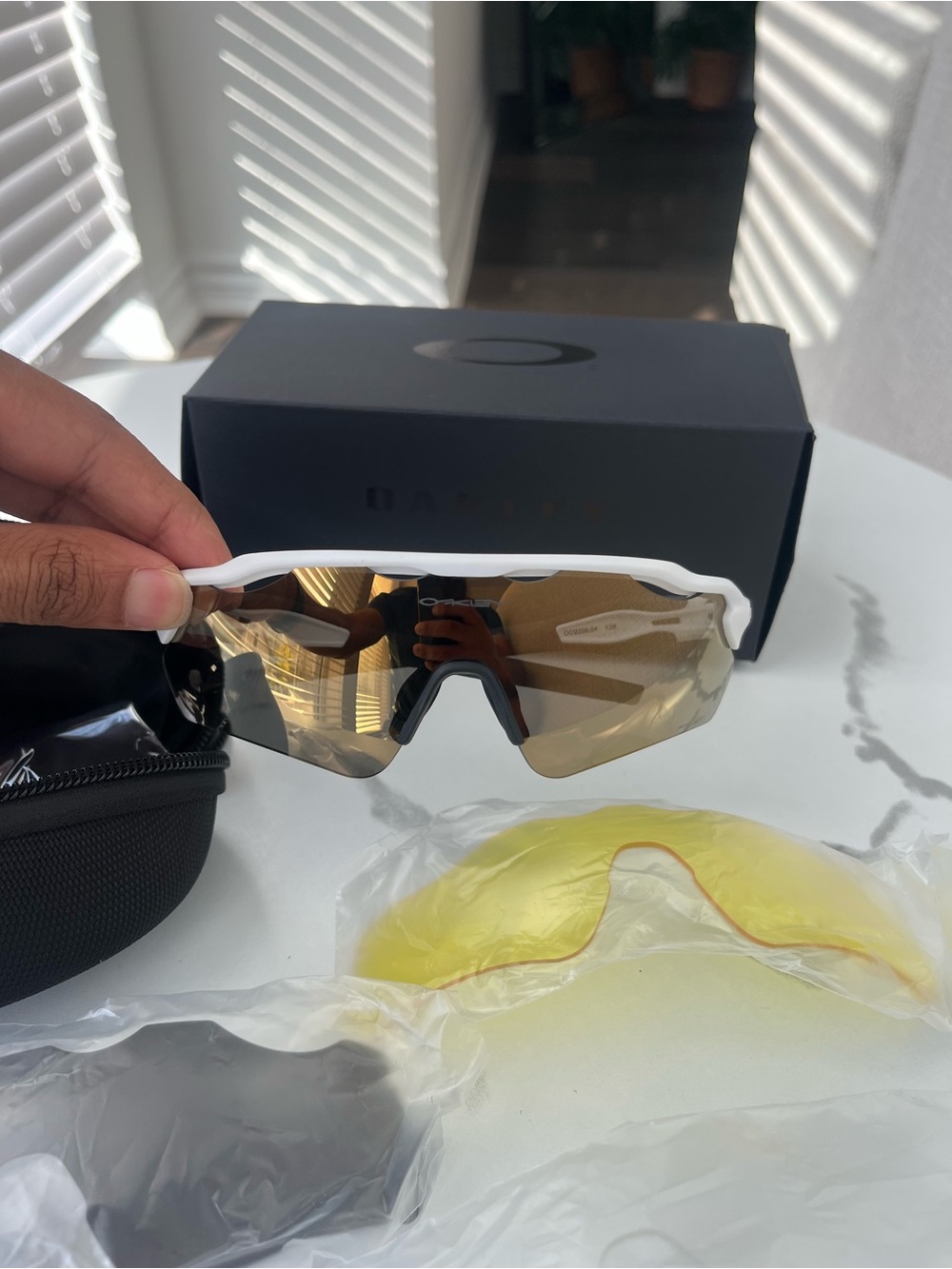 Oakley White Frame Sunglasses with Gold/Bronze Mirrored Lens